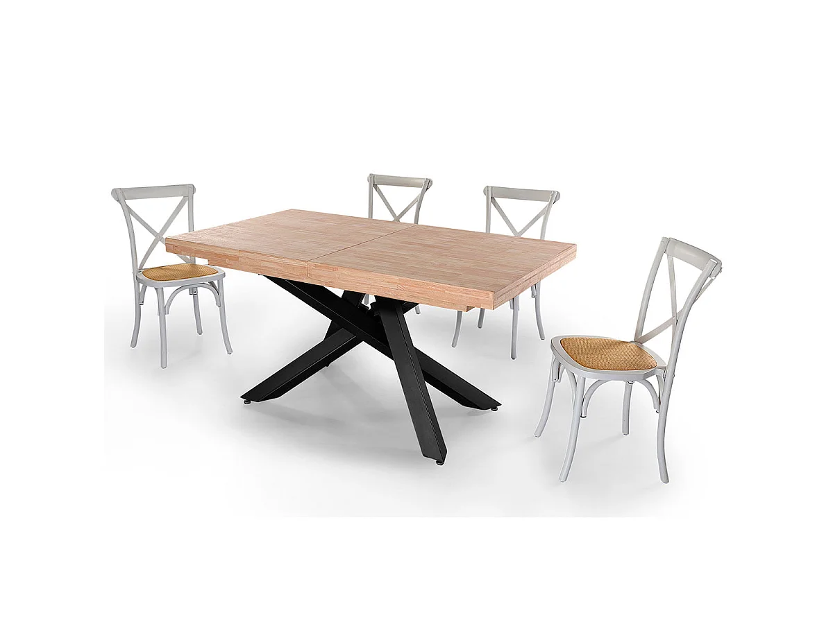 Mesa de comedor Xena extensible forma rectangular roble Nordish/negro 76x160-200-240x90 cm Adec
