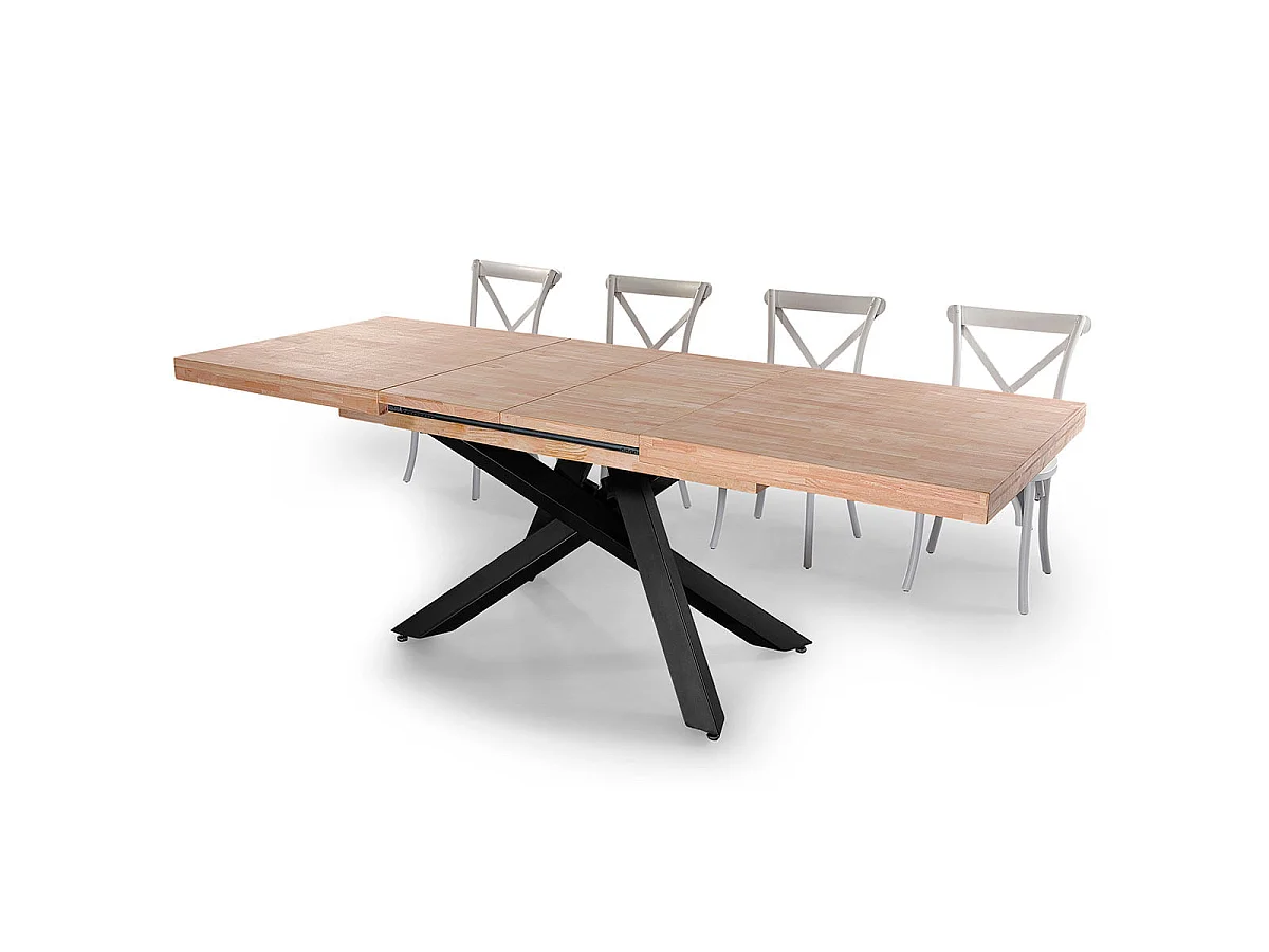 Mesa de comedor Xena extensible forma rectangular roble Nordish/negro 76x160-200-240x90 cm Adec