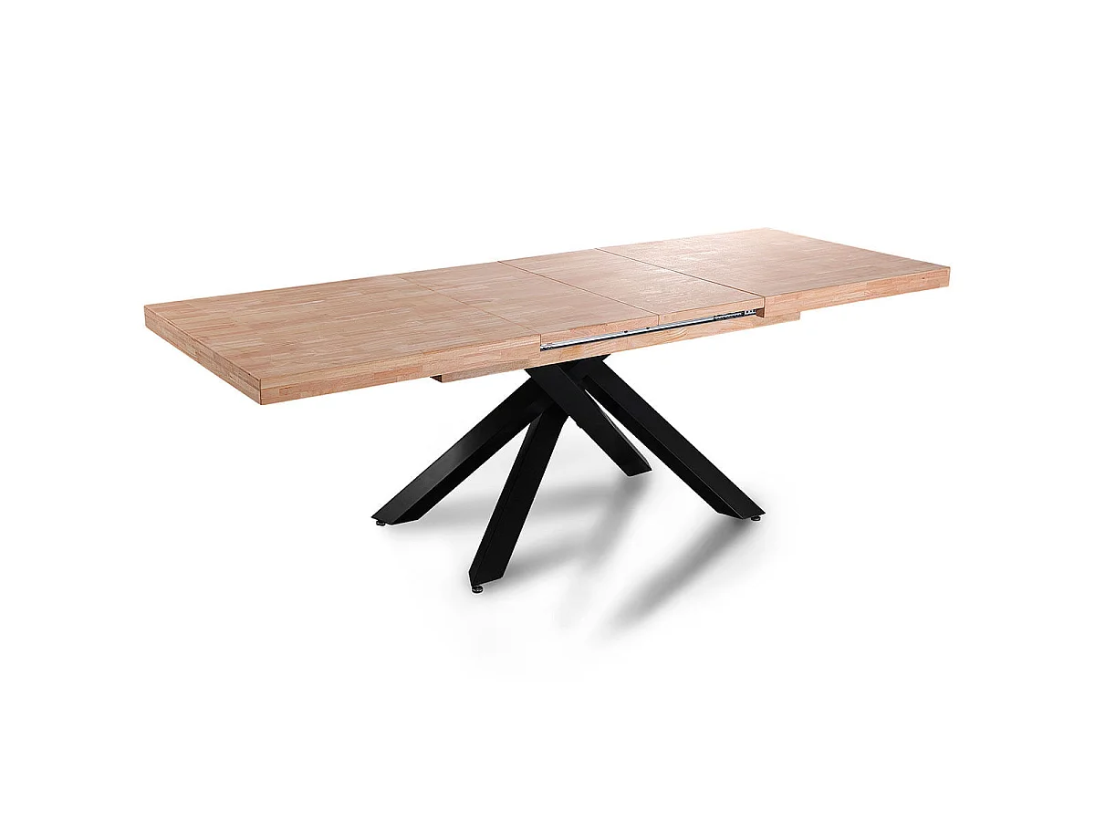 Mesa de comedor Xena extensible forma rectangular roble Nordish/negro 76x160-200-240x90 cm Adec