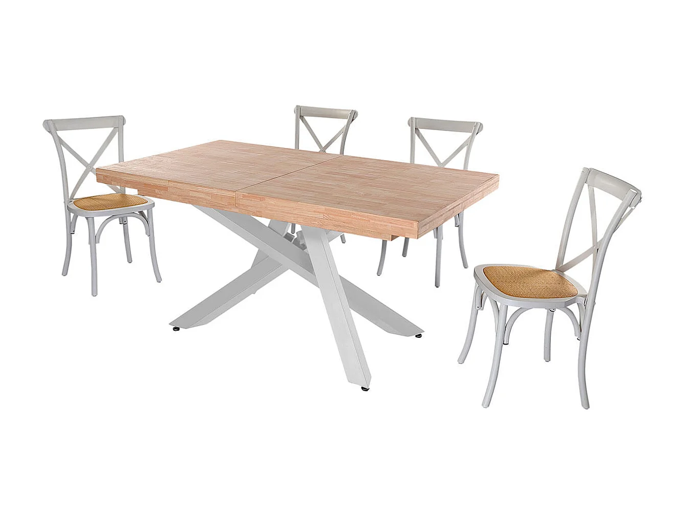 Mesa de comedor Xena extensible forma rectangular roble Nordish/blanco 76x160-200-240x90 cm Adec