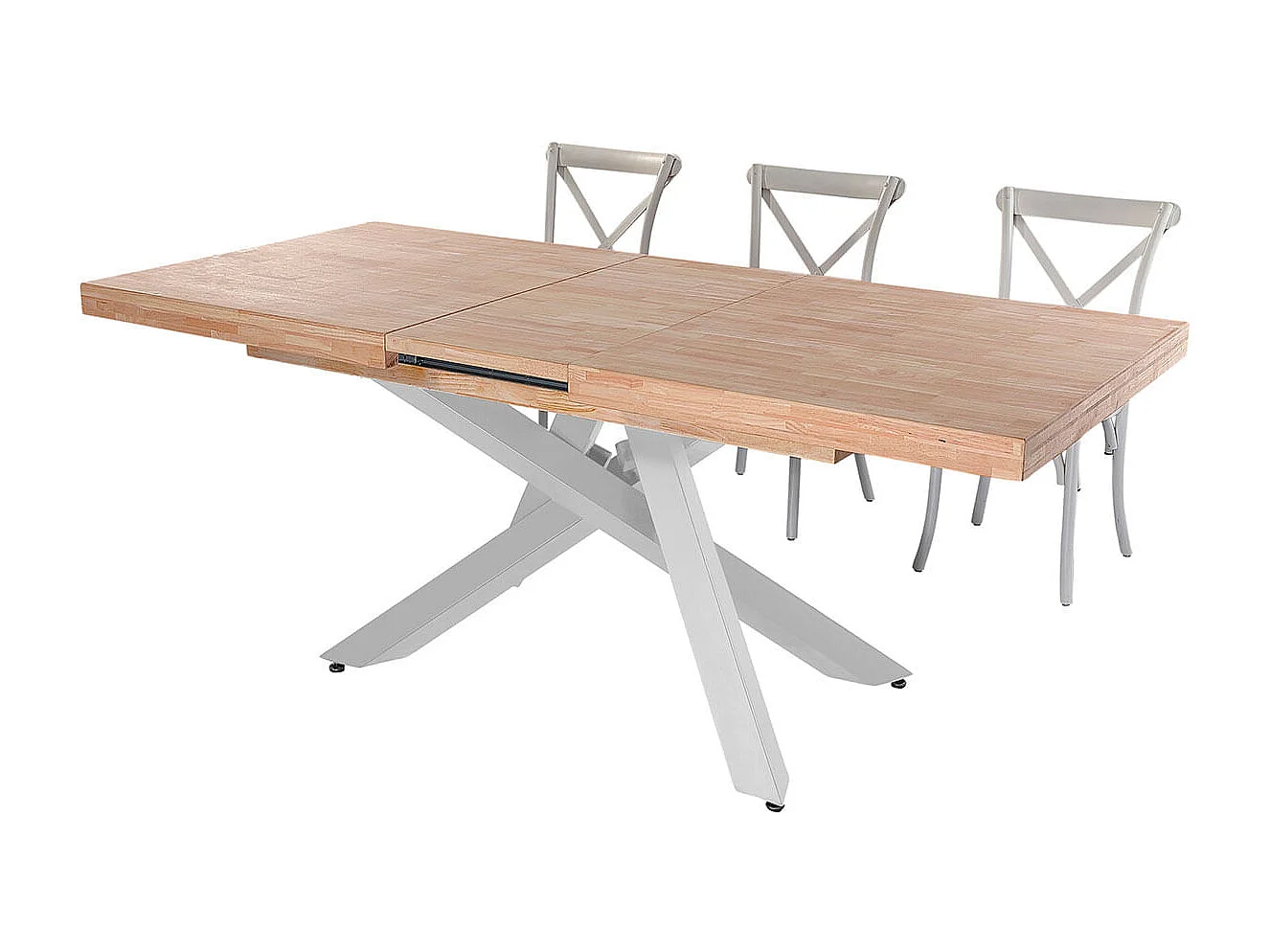 Mesa de comedor Xena extensible forma rectangular roble Nordish/blanco 76x160-200-240x90 cm Adec
