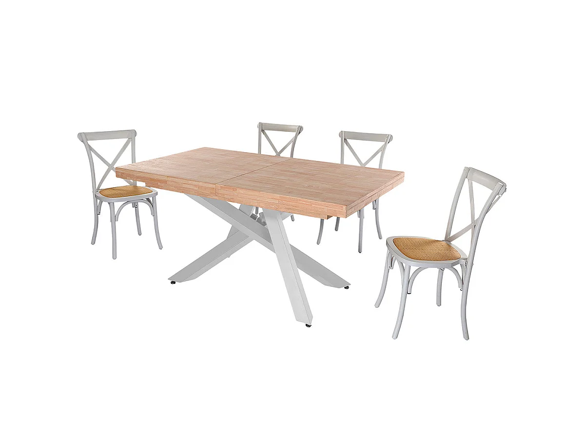 Mesa de comedor Xena extensible forma rectangular roble Nordish/blanco 76x160-200-240x90 cm Adec