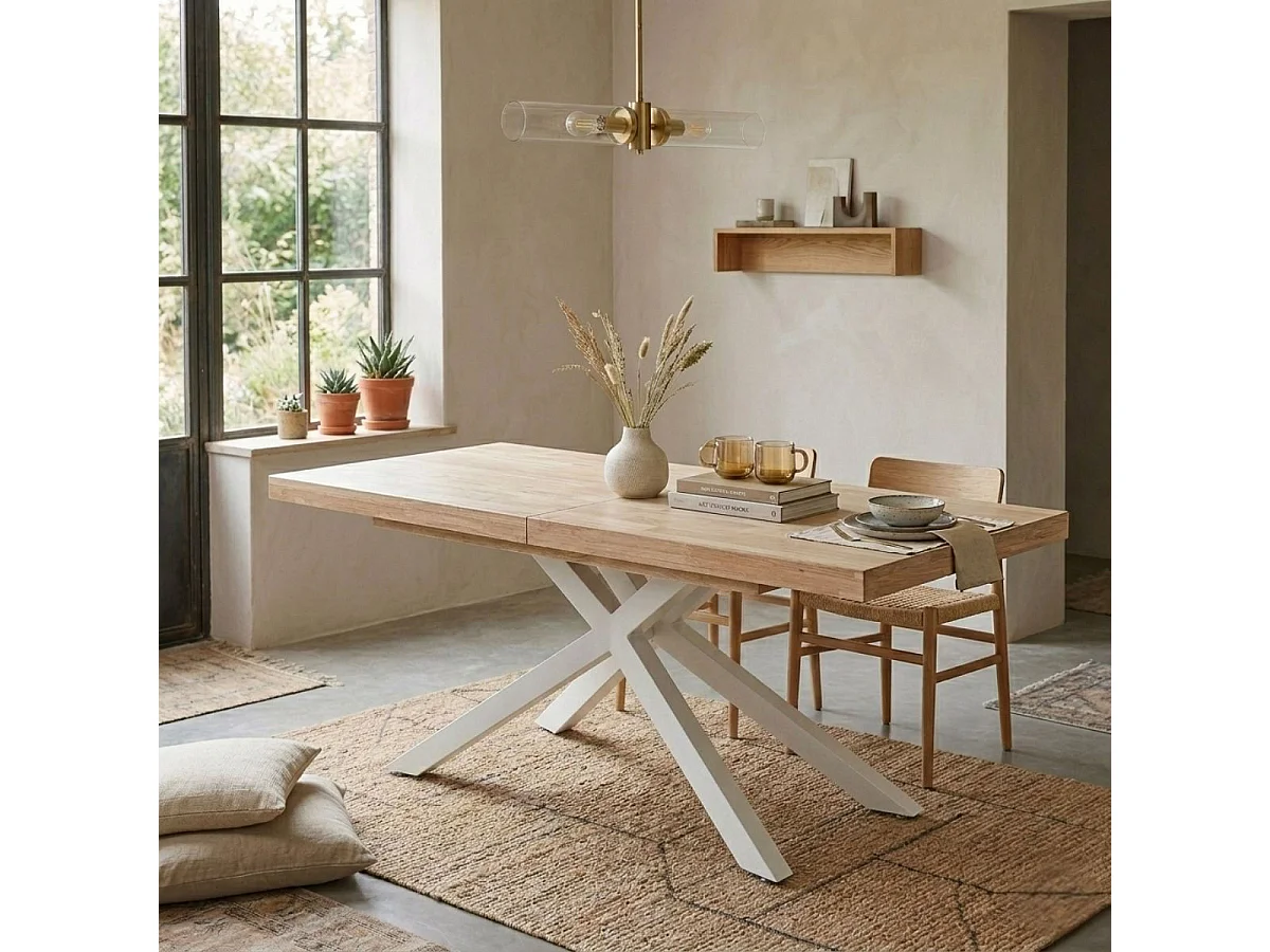 Mesa de comedor Xena extensible forma rectangular roble Nordish/blanco 76x160-200-240x90 cm Adec