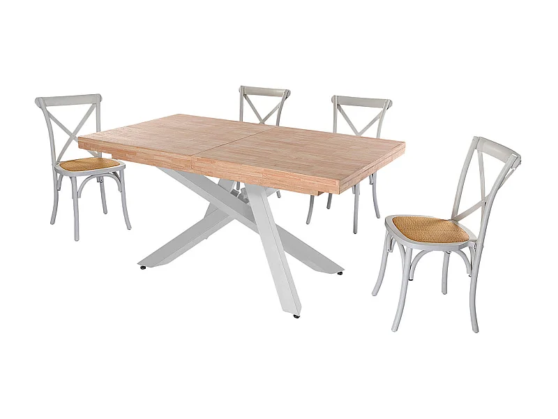 Mesa de comedor Xena extensible forma rectangular roble Nordish/blanco 76x160-200-240x90 cm Adec