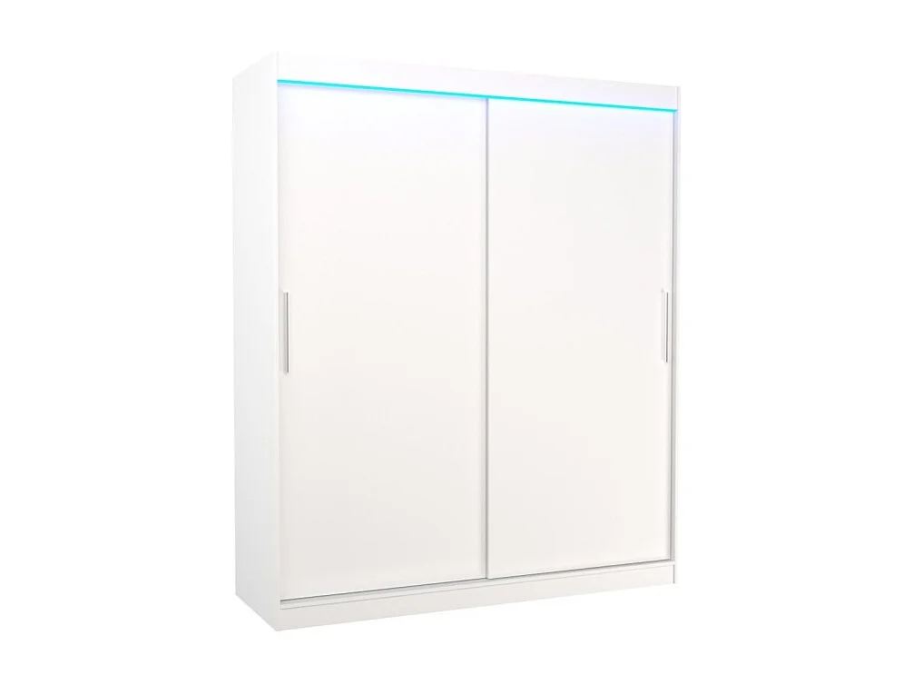 Armoire Liam (180cm)/Portes coulissantes/LED/Blanc
