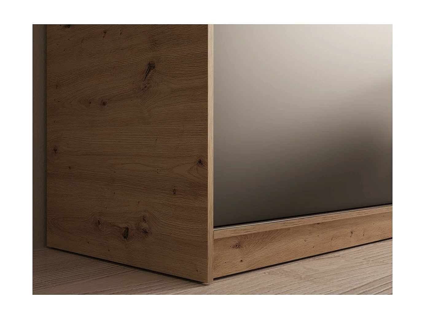 Kleiderschrank Helga (120cm)/Schiebetüren/Spiegel/Schwarz&Braun