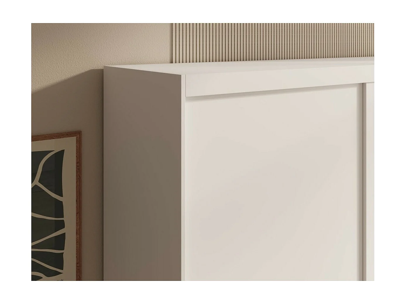 Armadio Helga (100cm)/Ante scorrevoli/Specchio/Bianco