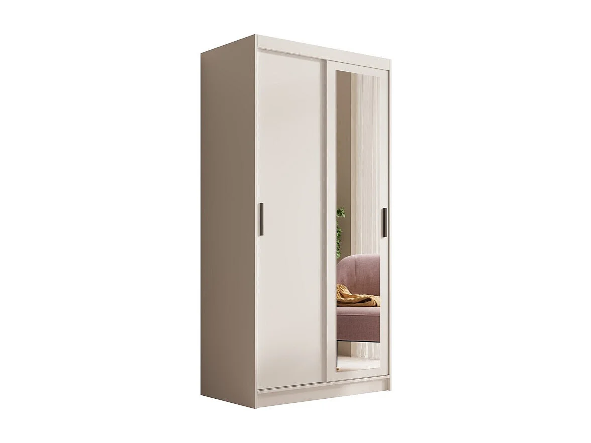 Armadio Helga (100cm)/Ante scorrevoli/Specchio/Bianco