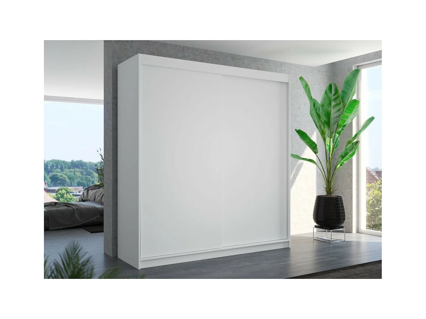 Armoire Tessia (200 cm)/Portes coulissantes/Blanc