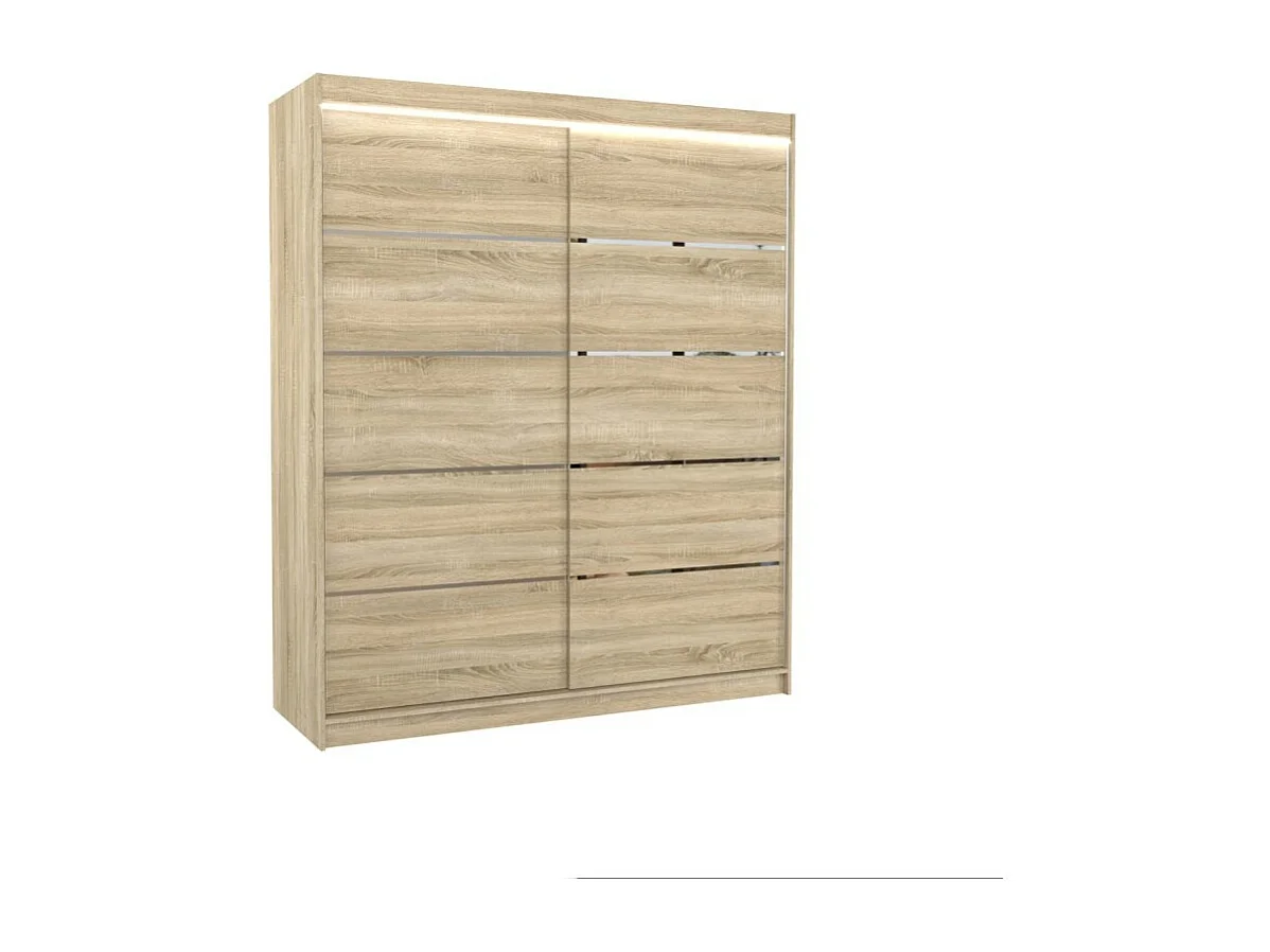 Armoire Sierra (180 cm)/Portes coulissantes et LED/Sonoma