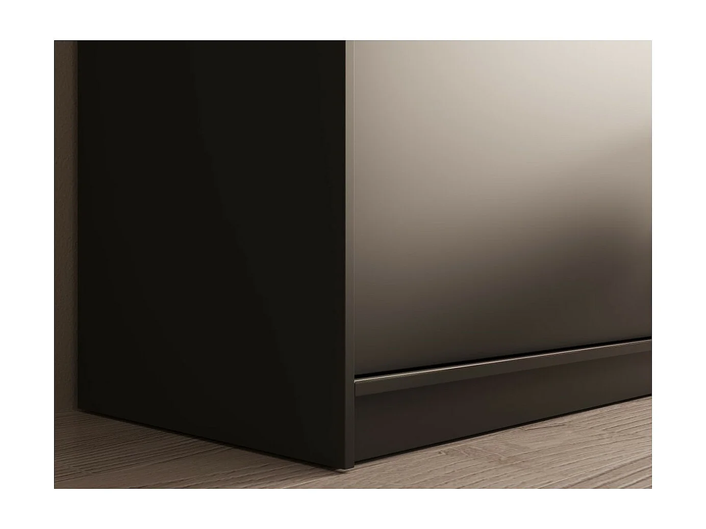 Kleiderschrank Helga (100cm)/Schiebetüren/Spiegel/Schwarz