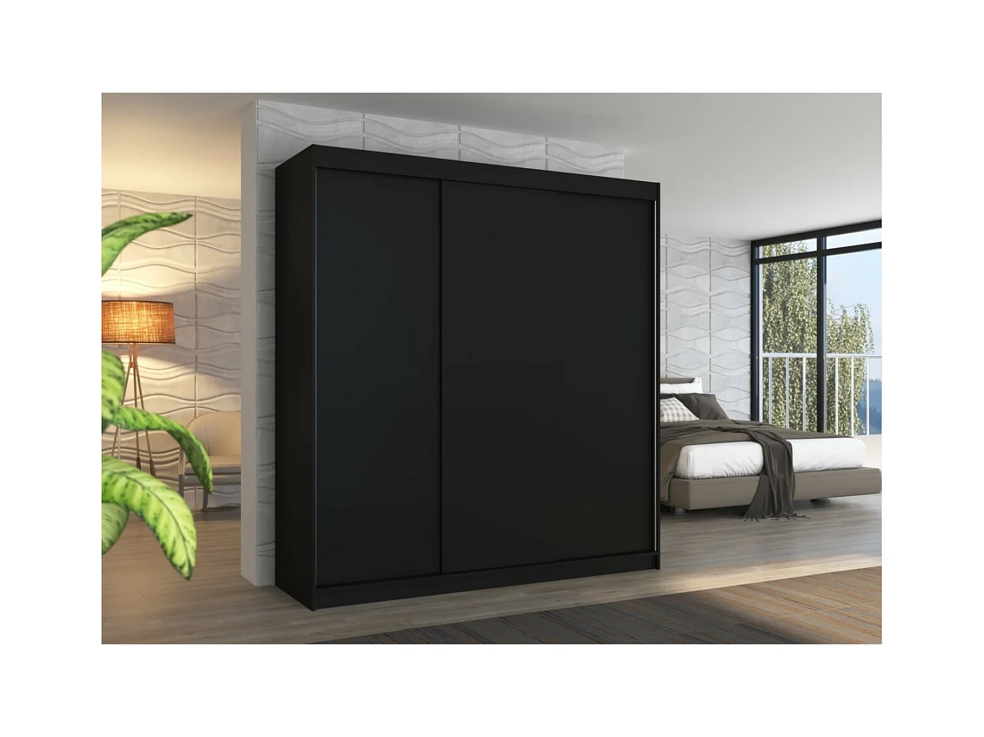 Armadio Mia (200cm)/Ante scorrevoli/Nero