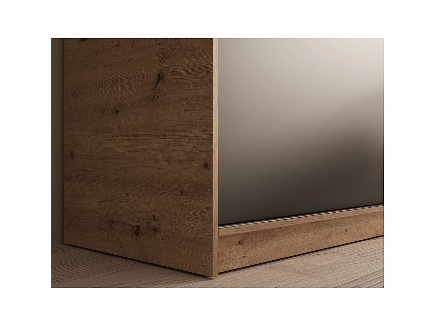 Kleiderschrank Helga (160cm)/Schiebetüren/Spiegel/Schwarz&Braun