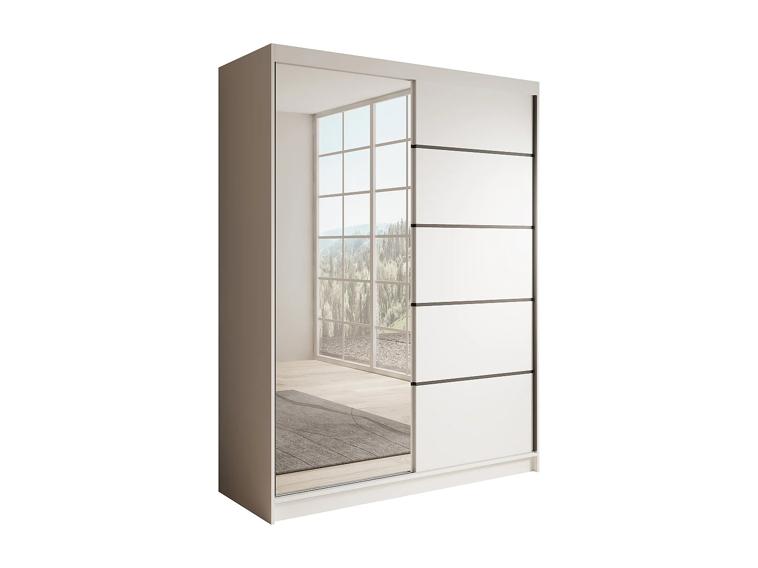 Armoire coulissante 2 portes KARDI 150 – Design moderne et finition élégante-Blanc