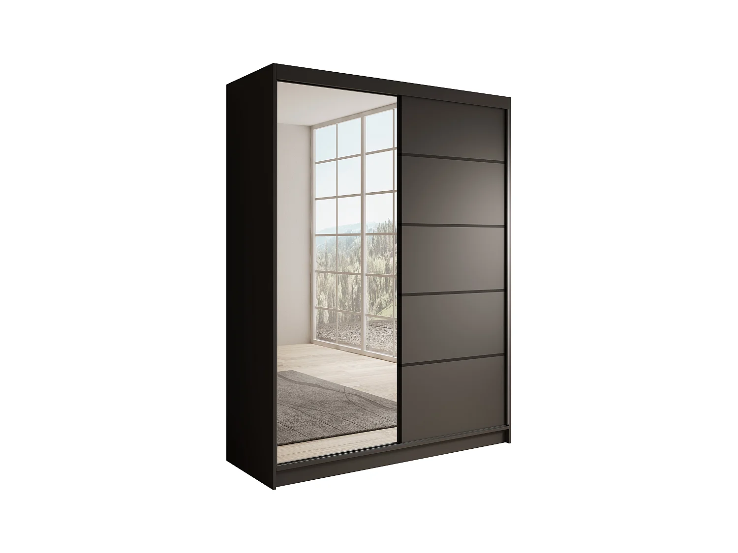 Armoire coulissante 2 portes KARDI 150 – Design moderne et finition élégante-Noir