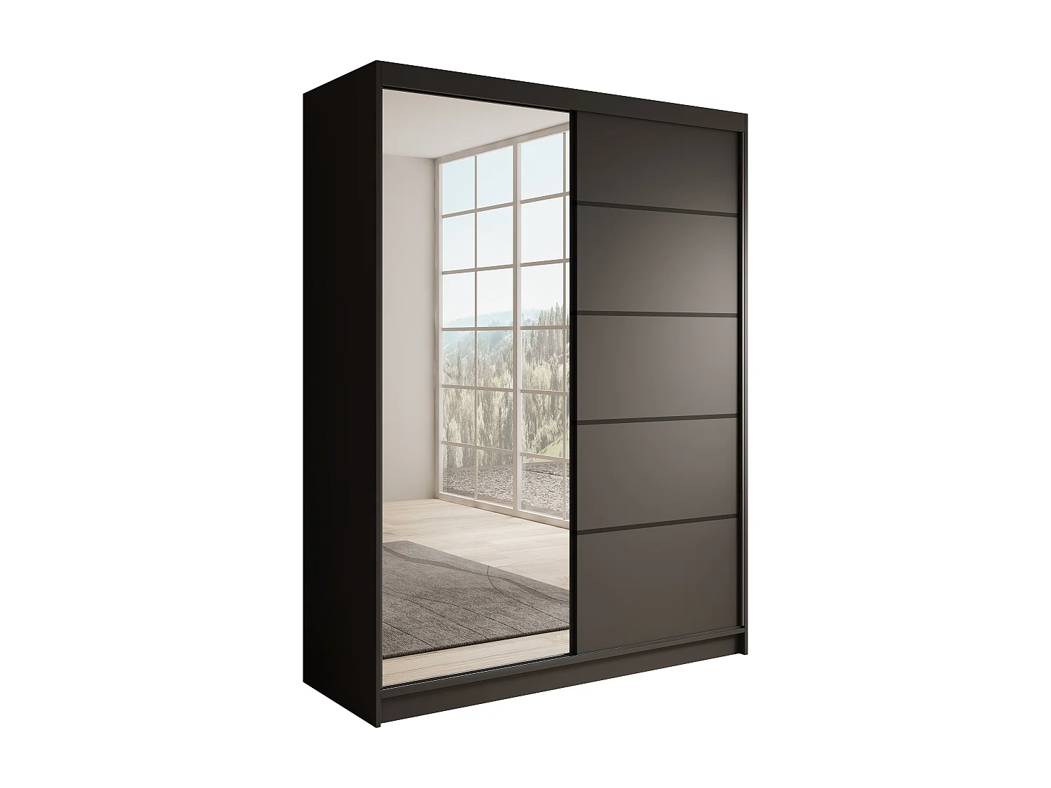 Armoire coulissante 2 portes KARDI 150 – Design moderne et finition élégante-Noir