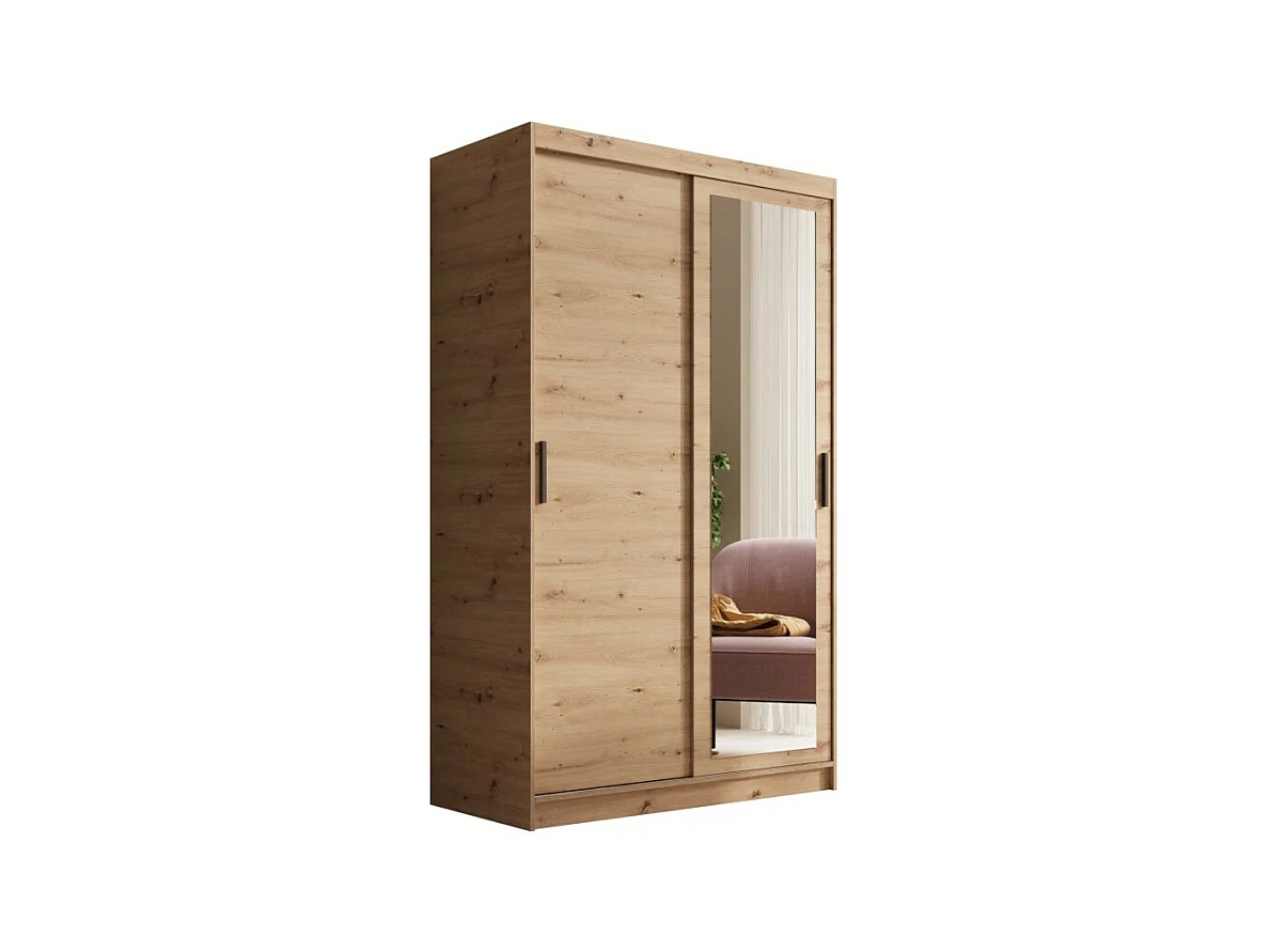 Armoire Helga (120 cm)/Portes coulissantes/Miroir/Marron
