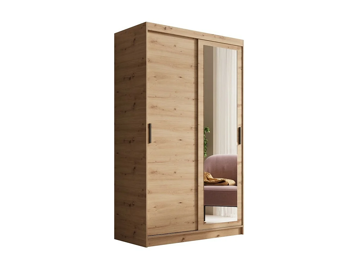 Kleiderschrank Helga (120cm)/Schiebetüren/Spiegel/Braun