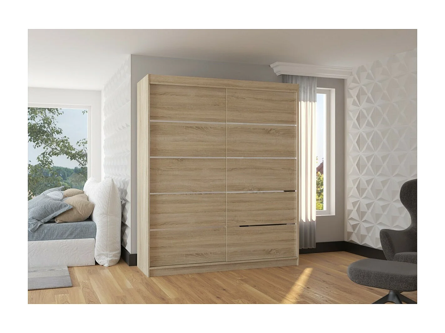 Armoire Sierra (180cm)/Portes coulissantes/Sonoma