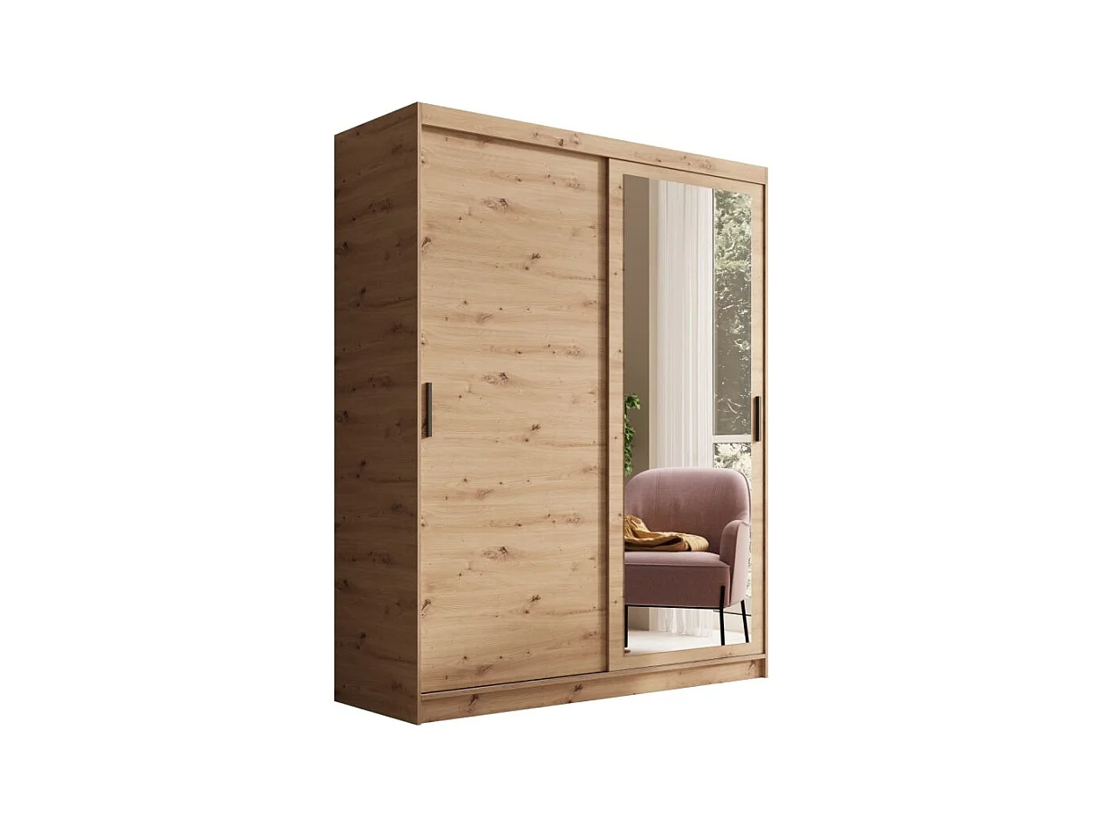 Armadio Helga (160cm)/Ante scorrevoli/Specchio/Marrone