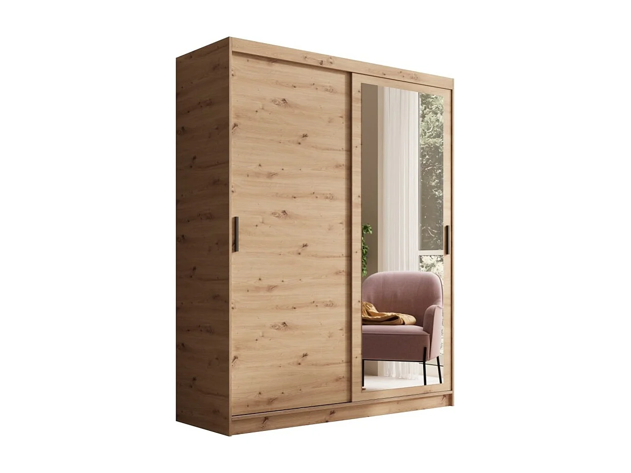 Armadio Helga (160cm)/Ante scorrevoli/Specchio/Marrone