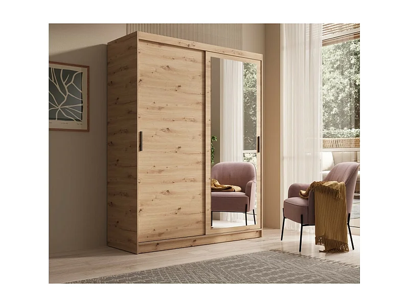 Kleiderschrank Helga (160cm)/Schiebetüren/Spiegel/Braun