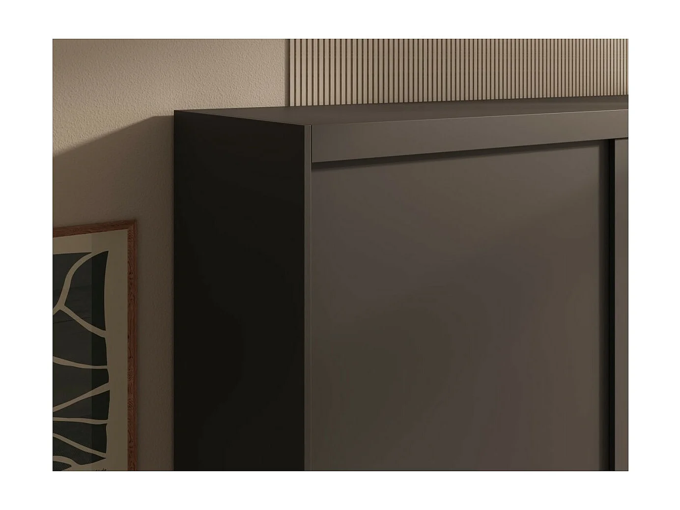 Armadio Helga (160cm)/Ante scorrevoli/Specchio/Nero