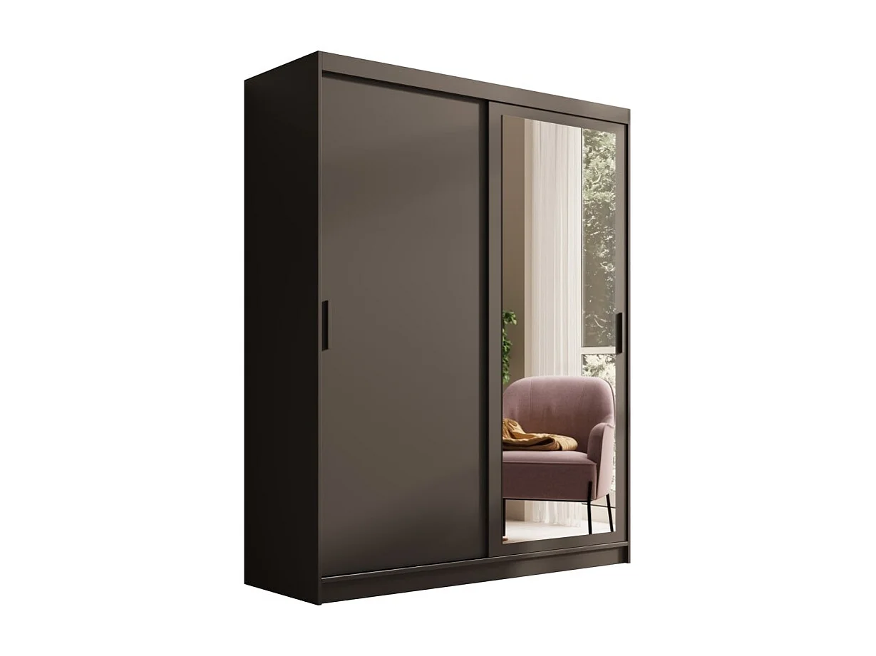 Armadio Helga (160cm)/Ante scorrevoli/Specchio/Nero