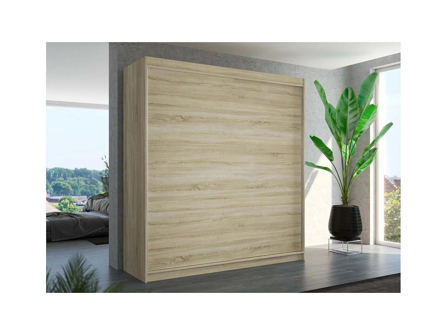 Armoire Tessia (200 cm)/Portes coulissantes/Sonoma