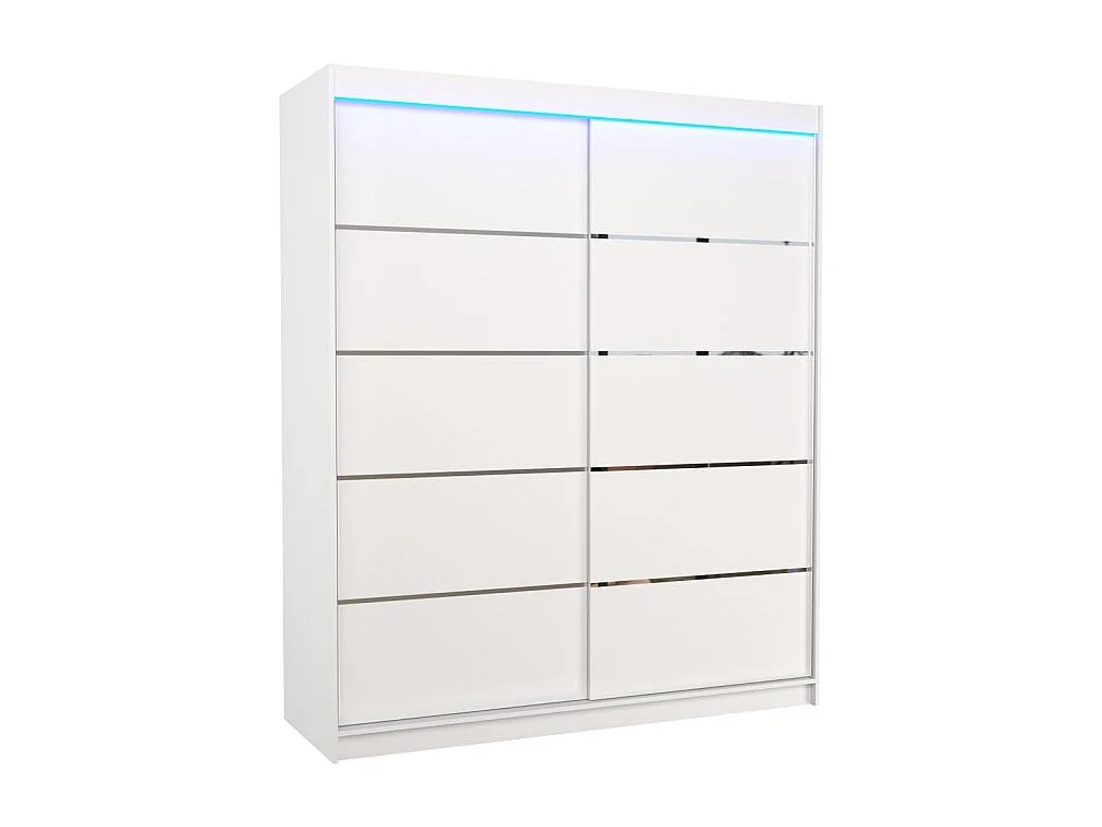 Kleiderschrank Sierra (180cm)/Schiebetüren&LED/Weiss