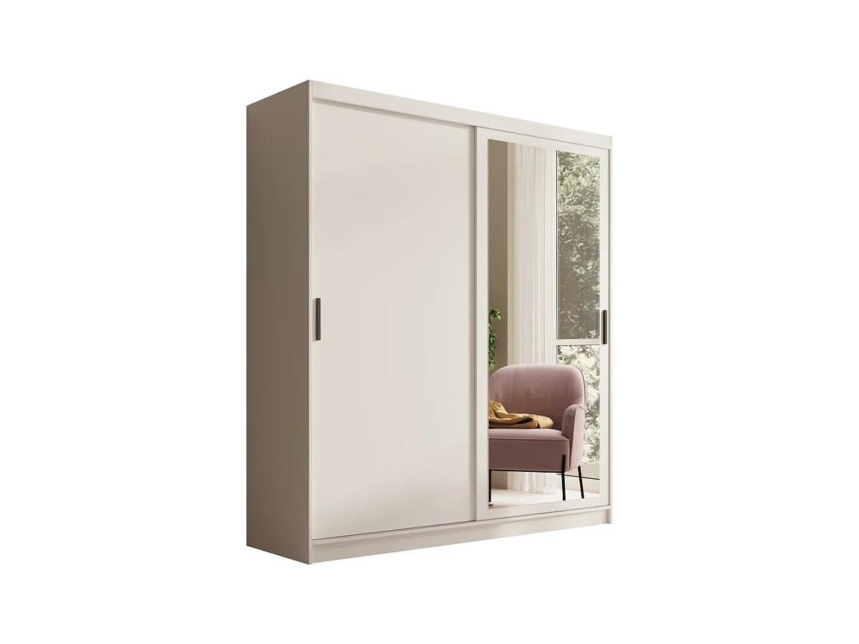 Armadio Helga (180cm)/Ante scorrevoli/Specchio/Bianco