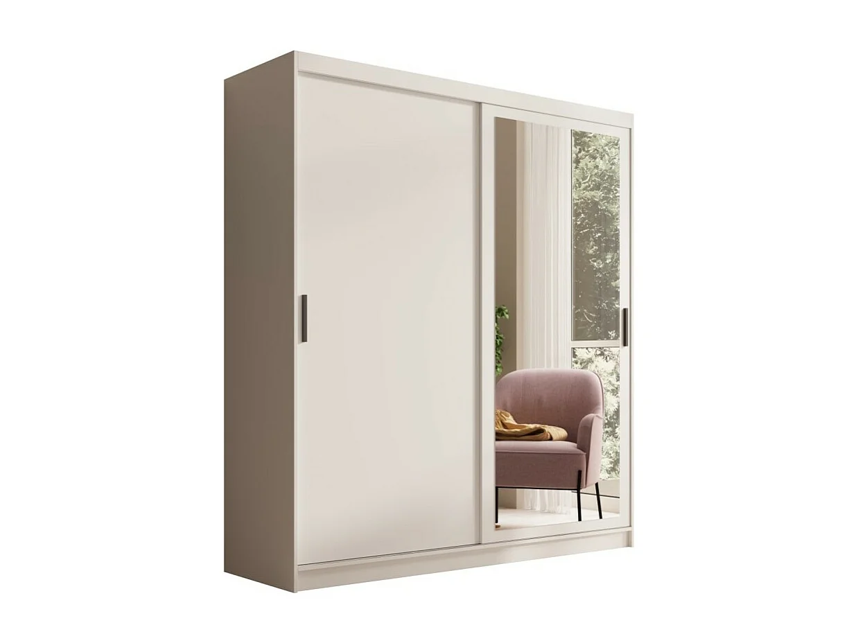 Armadio Helga (180cm)/Ante scorrevoli/Specchio/Bianco