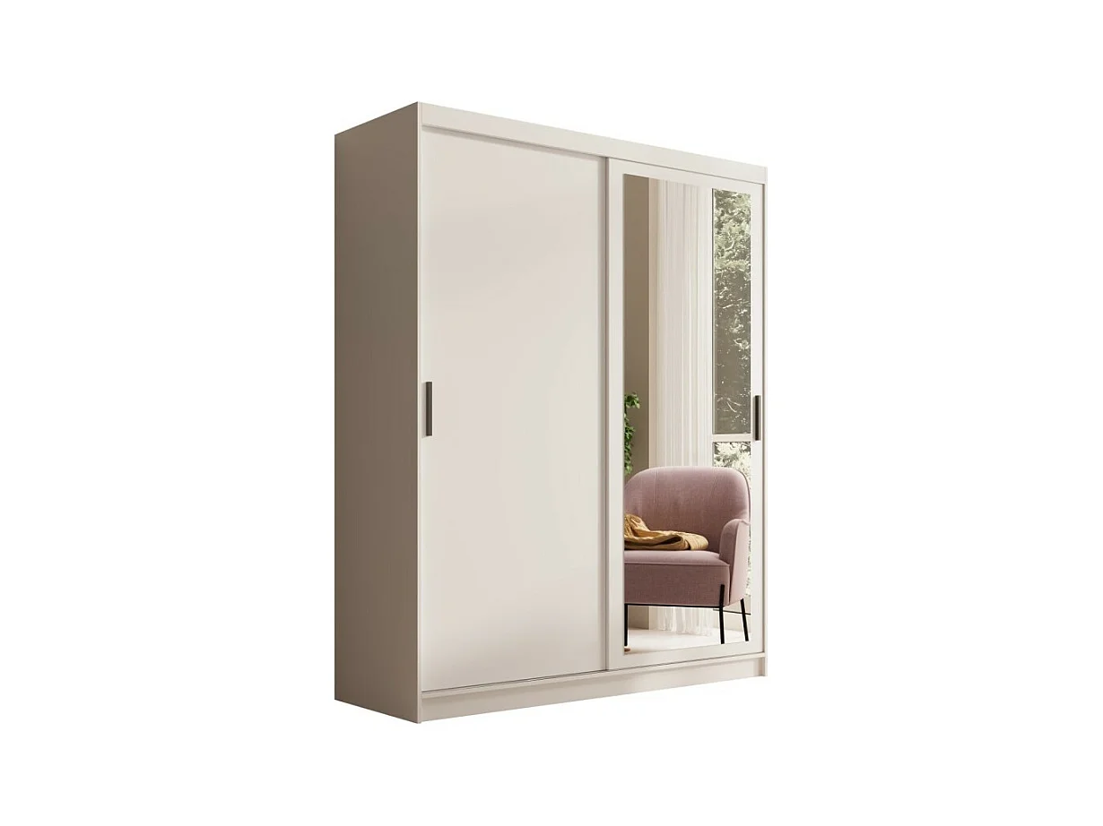 Armoire Helga (160cm)/Portes coulissantes/Miroir/Blanc