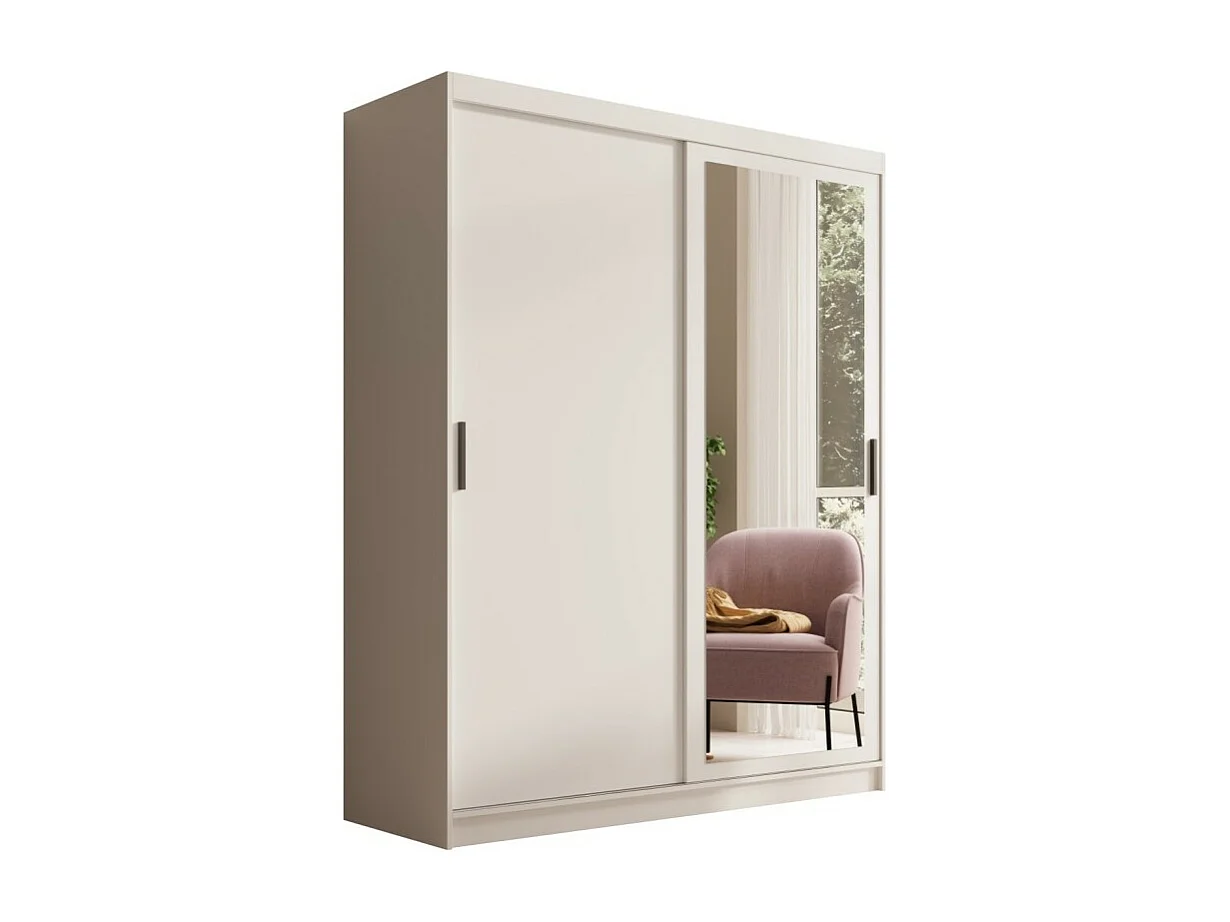 Kleiderschrank Helga (160cm)/Schiebetüren/Spiegel/Weiss