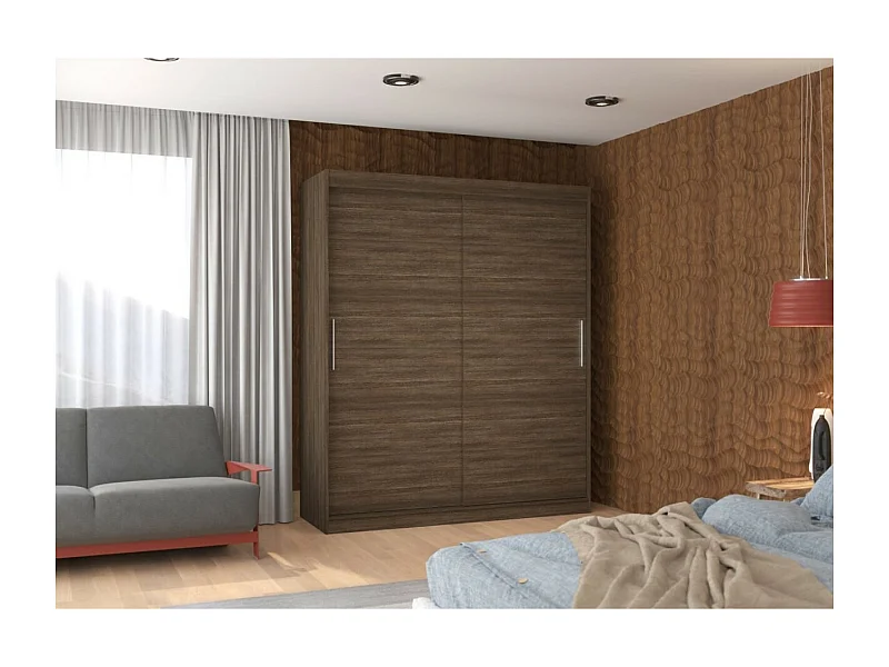 Armoire Liam (180cm)/Portes coulissantes/Marron Chocolat