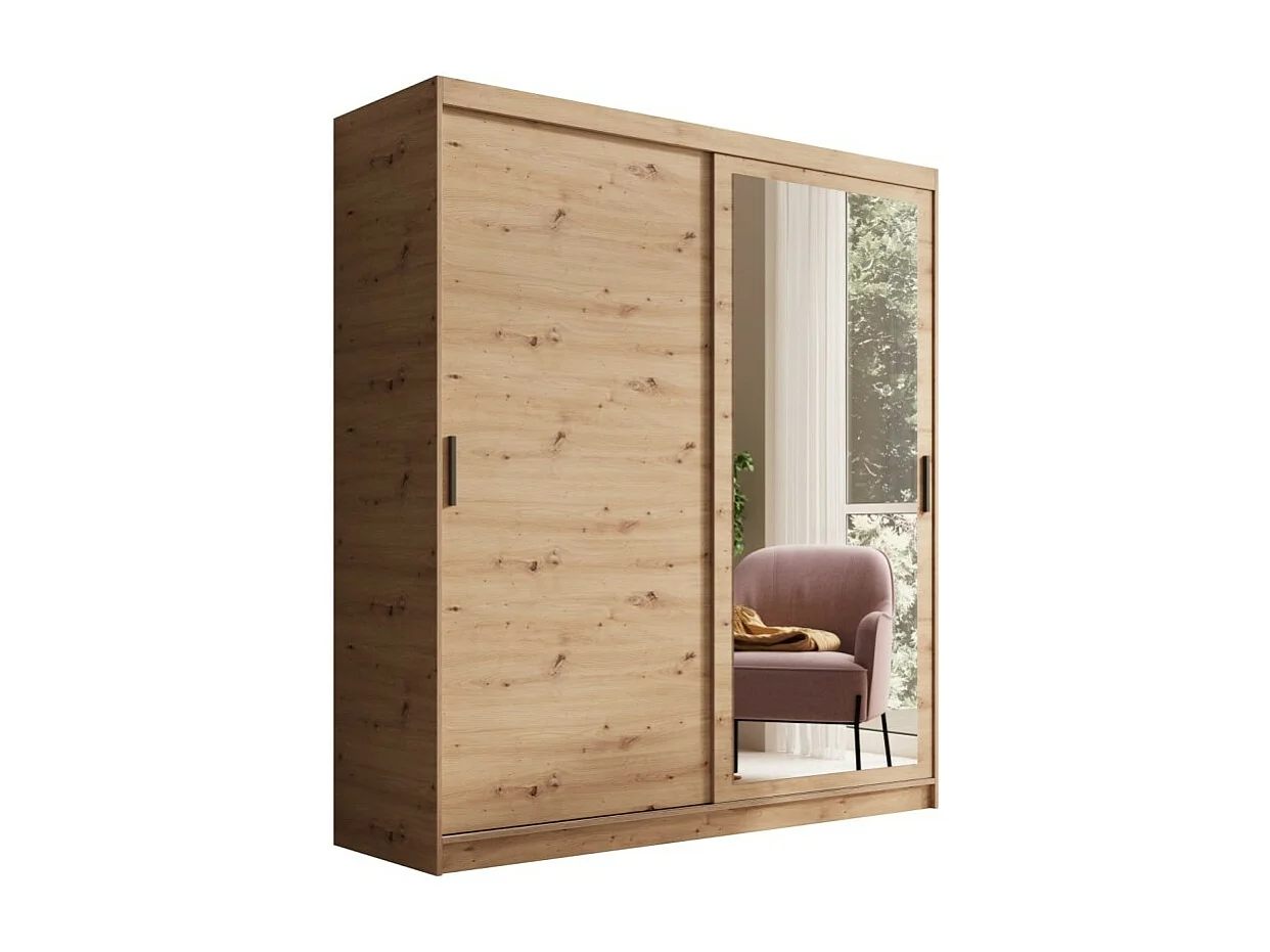 Armadio Helga (180cm)/Ante scorrevoli/Specchio/Marrone