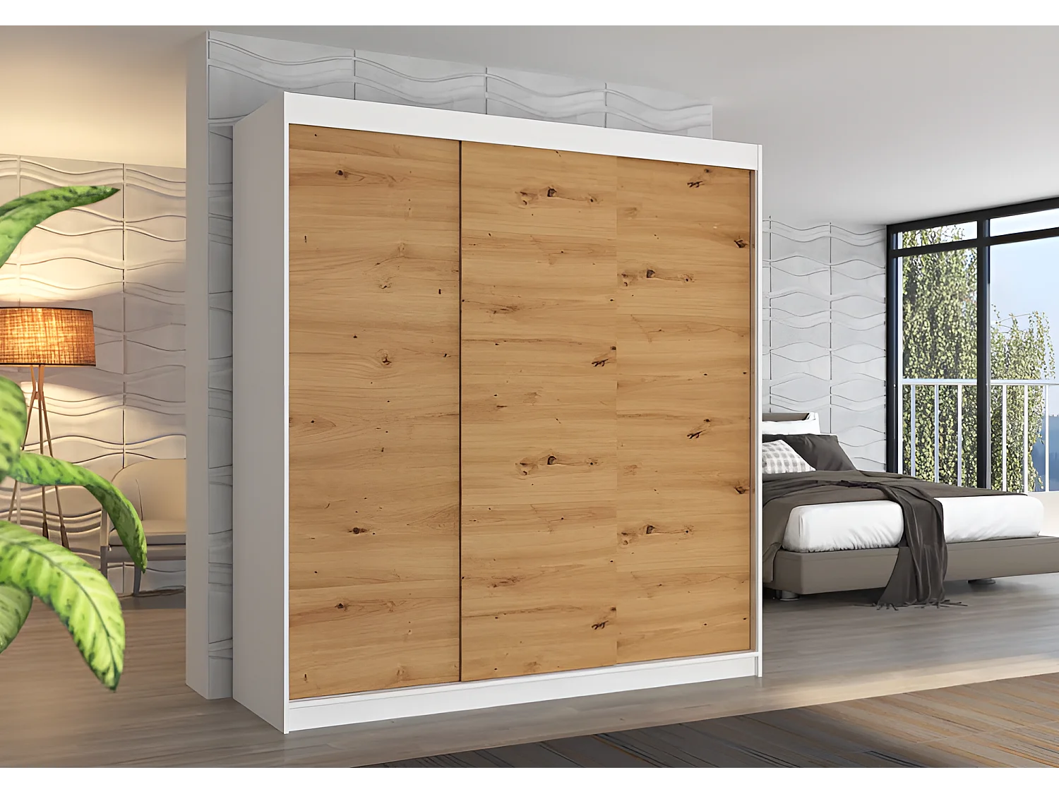 Kleiderschrank Mia (200cm)/Schiebetüren/Artisan&Weiss