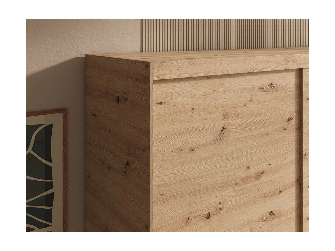 Kleiderschrank Helga (100cm)/Schiebetüren/Spiegel/Artisan