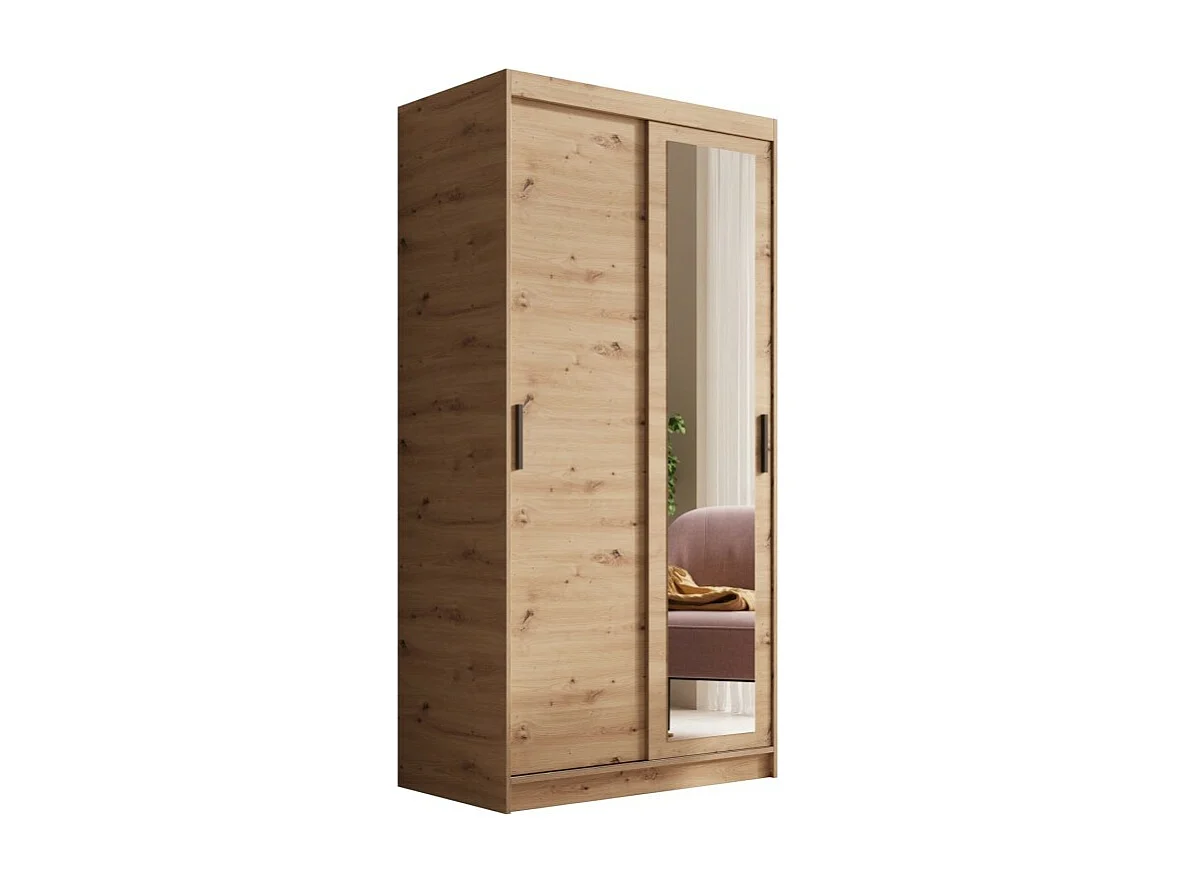 Kleiderschrank Helga (100cm)/Schiebetüren/Spiegel/Artisan