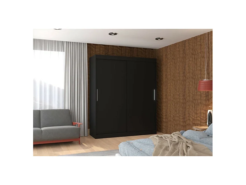 Armadio Liam (180cm)/Ante scorrevoli/Nero
