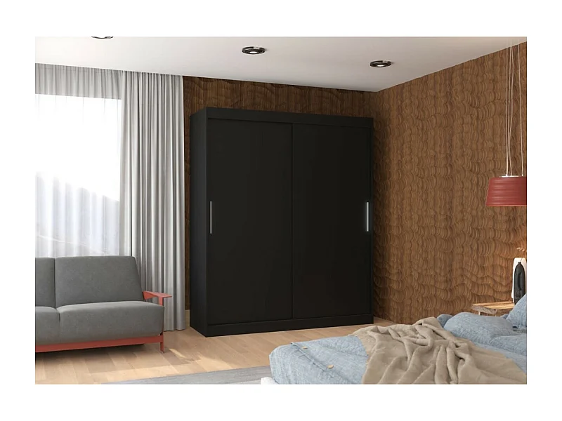 Armoire Liam (180cm)/Portes coulissantes/Noir