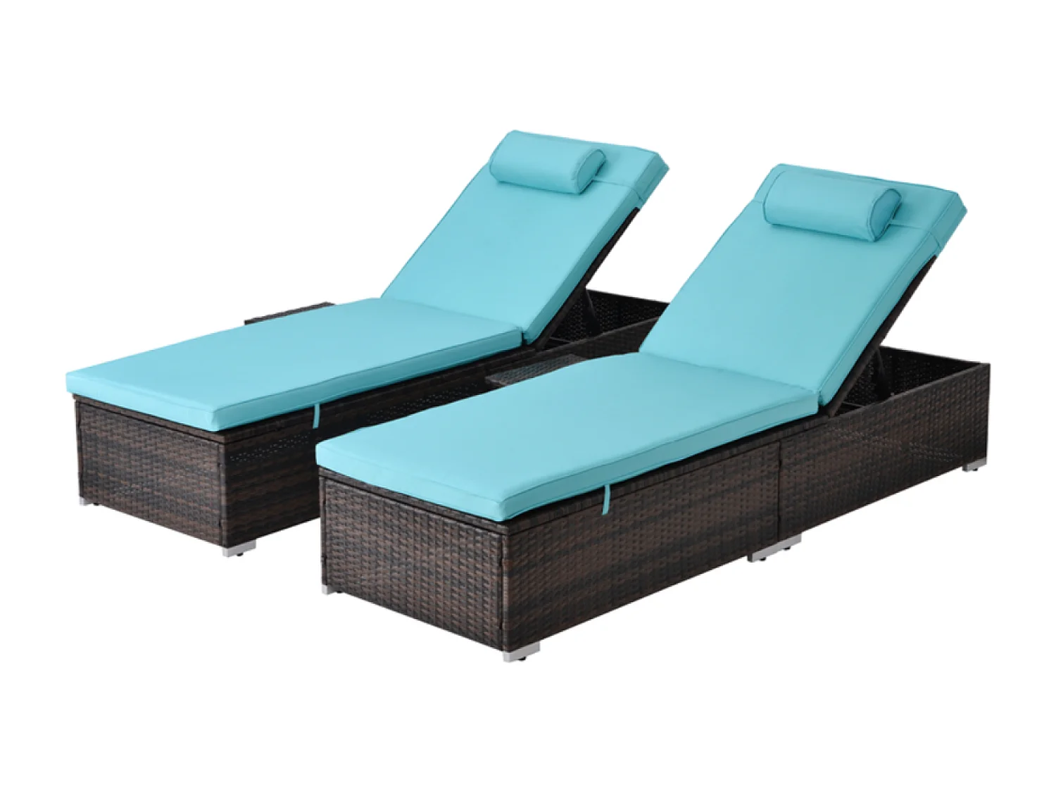 Lot de 2 transats coussins bleus en résine tressée PUNTA CANA