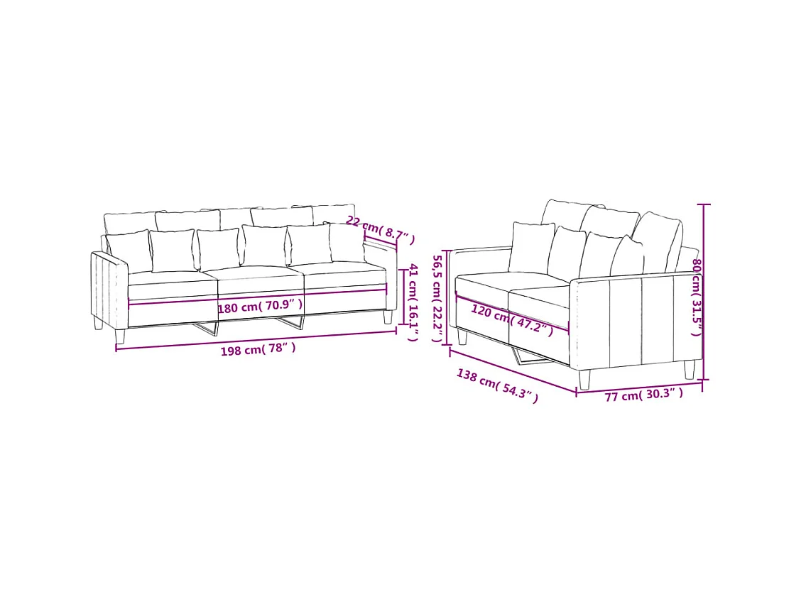 2-delige Loungeset met kussens fluweel geel