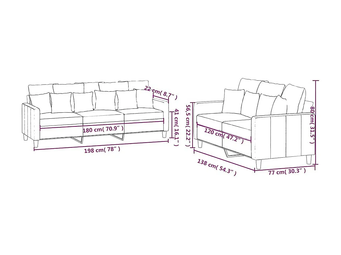 Ensemble de canapés 2 pcs avec coussins Jaune Velours