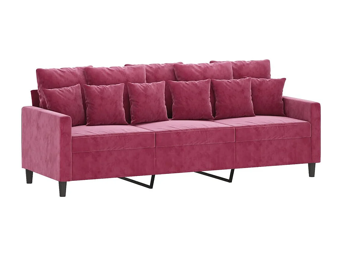 Ensemble de canapés 2 pcs avec coussins Rouge bordeaux Velours