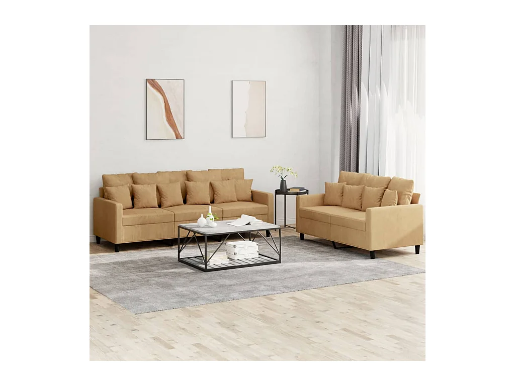 2-delige Loungeset met kussens fluweel bruin