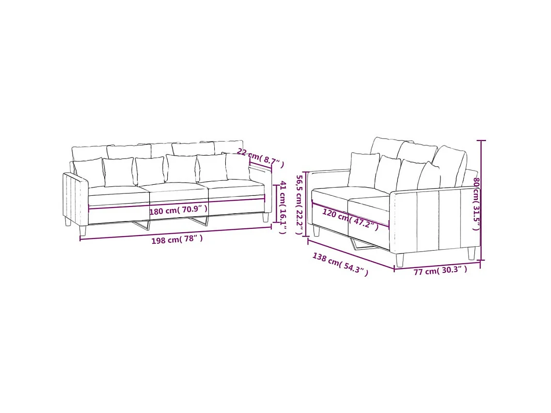 2-delige Loungeset met kussens fluweel bruin