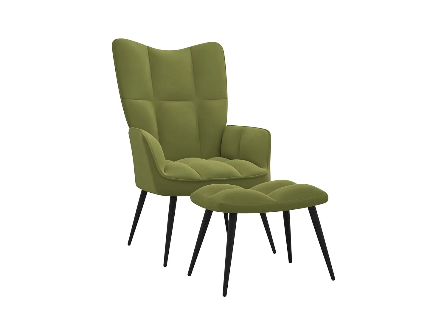 Cadeira de descanso com banco veludo verde-claro