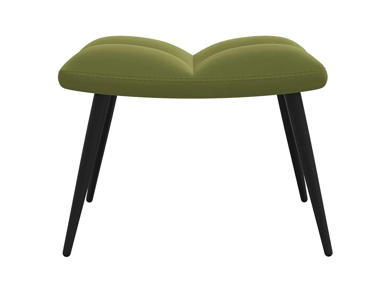 Cadeira de descanso com banco veludo verde-claro