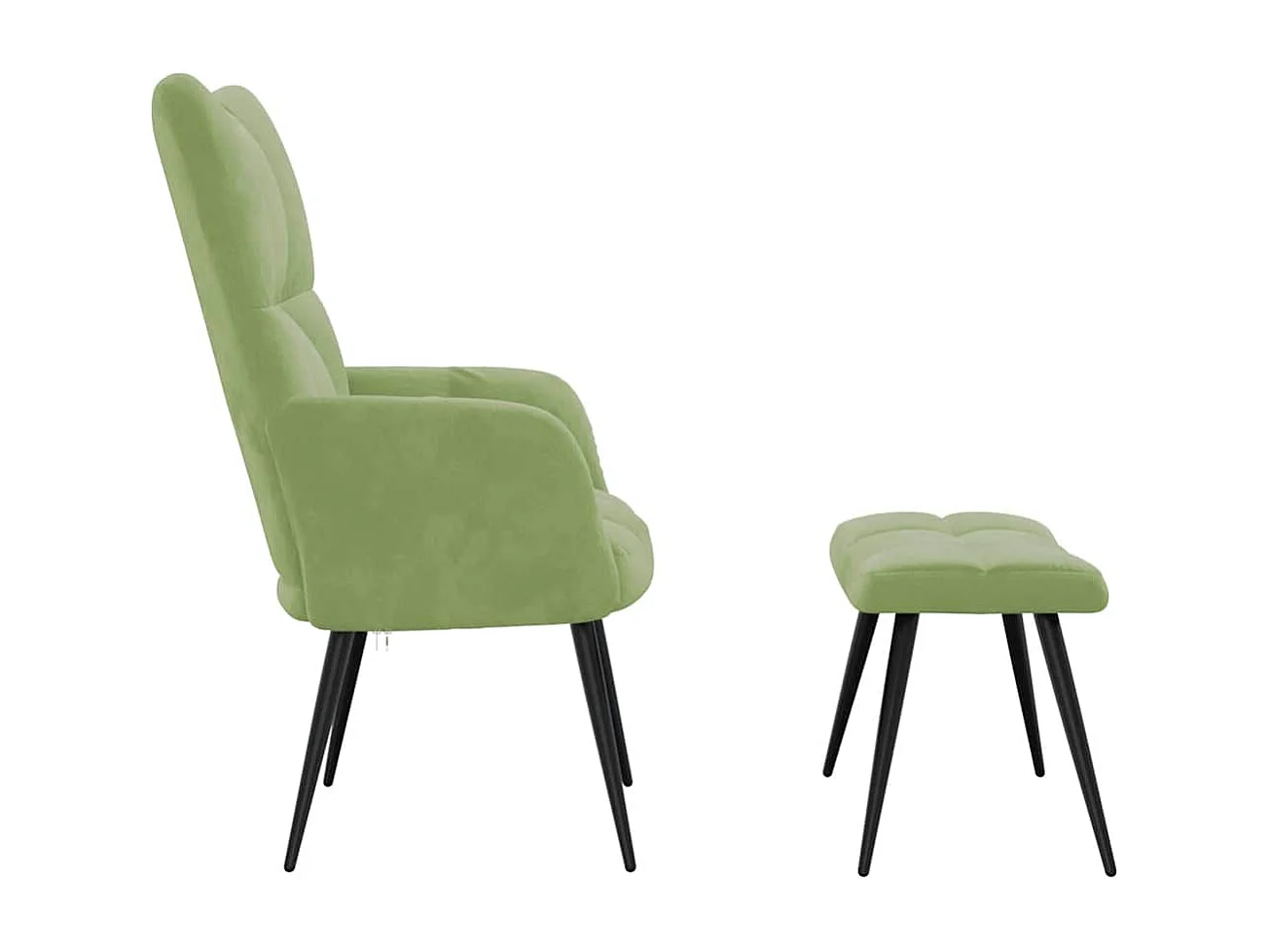 Chaise de relaxation avec tabouret Vert clair Velours